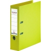 Gelber Ordner aus Kunststoff mit Wechselfenster und Leinenprägung, DIN A4, 80 mm Rücken.