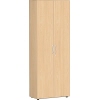 Garderobenschrank aus Buche mit zwei Türen und silbernen Griffen in heller Holzoptik.