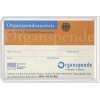 Transparente Ausweishülle mit einem Beispiel für einen Organspendeausweis.