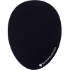 Schwarzes, ovales Mauspad mit rutschfester Gummibasis und glatter Oberflächenbeschaffenheit.