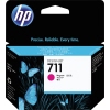 HP Tintenpatrone 711 in Magenta in einer quadratischen Verpackung mit buntem Schmetterlingsdesign.