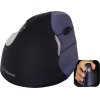 Ergonomische vertikale PC-Maus in Schwarz und Blau mit Daumen- und Zeigefingergriff.