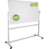 Weißes, schwenkbares Whiteboard auf einem mobilen Gestell mit grünen Markierungen.