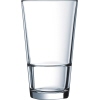 Transparentes Longdrinkglas mit gerade geformtem Rand und stabilem, dickem Boden.