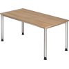 Schreibtisch in Nussbaumfarbe mit Metallbeinen, Maße 1600 x 800 mm.