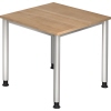 Hammerbacher Schreibtisch in Nussbaum, quadratische Tischplatte, silberne Beine.