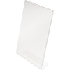 Transparenter Tischaufsteller im Format DIN A5 mit Standfuß, geeignet für Dokumente.