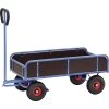 Handwagen aus wasserfestem Sperrholz mit 250 mm hohem Geländer und Drehschemel-Lenkung.
