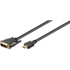 HDMI-Kabel mit einem HDMI-Stecker und einem DVI-D-Stecker, vergoldete Kontakte.
