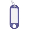 Blauer Schlüsselanhänger mit beschriftbarem Etikett und einem Ringdurchmesser von 18 mm.