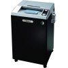 Aktenvernichter mit breitem Eingabeschacht, ausziehbarem Rahmen und mehreren Bedienanzeigen.