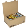 Offener Versandkarton Mailbox XL mit bunten Bilder und Produkten darin.