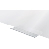 Weißes Glasboard mit transparenter Markerablage, als Anwendungsbeispiel gezeigt.