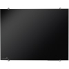 Schwarzes Glasboard mit abgerundeten Ecken und Befestigungselementen in einer flachen Ansicht.
