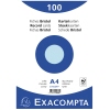 Blaue DIN A4 Karteikarten in Packung mit 100 Stück, beschriftet mit "Exacompta".
