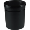 Schwarzer Papierkorb aus Recyclingmaterial mit seidenmatter Oberfläche und glatter Innenfläche.