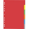 Rotes Ordnerregister mit sechs farbigen Registerblättern für die Dokumentenorganisation.