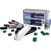 Starterset für Magnettafeln mit Markern, Reinigungsspray und Zubehörteilen.