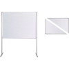 Weißes Whiteboard mit Tellerfuß, montierbar im Hoch- oder Querformat.
