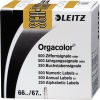 Leitz Buchstabensignal Orgacolor® in einer Verpackung mit 250 hellbraunen Etiketten.