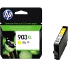 Gelbe HP Tintenpatrone 903XL in Verpackung, daneben die Patrone selbst, als Produktabbildung.