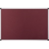 Burgunderrote Pinnwand mit feuerhemmendem Filzbezug und Aluminiumrahmen in Hochformat.