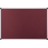 Burgunderrote Pinnwand mit Aluminiumrahmen in Hochformat, geeignet für öffentliche Gebäude.