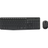 Kabelloses Tastatur-Maus-Set in Schwarz mit Standardtastenanordnung und 15 Sondertasten.