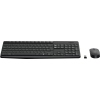 Kabelloses Tastatur-Maus-Set in Schwarz mit USB-Empfänger und Standardtastenanordnung.