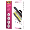 Laminierfolie in verschiedenen Farben und Formaten auf einer Verpackung abgebildet.