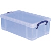 Transparente Aufbewahrungsbox mit Bügelverschlüssen, Maße 46,5 x 15,5 x 27 cm, 12 l.