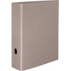 taupefarbener Ordner mit geradlinigem Design und Ringmechanik.