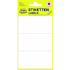Weiße Universaletiketten im Format 76 x 39 mm auf einer gelben Verpackung mit 6 Bögen.
