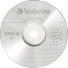 Silberfarbene DVD-R mit Beschriftungsfeld und technischen Angaben, Ansicht von oben.