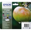 Epson Tintenpatronen T1295 in Multipack mit schwarzer, cyan, magenta und gelber Farbe.
