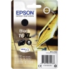 Schwarze Epson Tintenpatrone 16XL in Verpackung mit Stift und Produktinformationen.