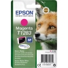Epson Tintenpatrone T1283 magenta in Verpackung mit Tiermotiv im Hintergrund.