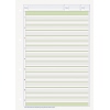 Liniert Schulblockblatt mit Umrandung, Platz für Name, Datum und Seitenzahl.