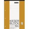 Kariertes Schulblock-Produkt in orange mit Platz für Name und Datum auf der Oberseite.