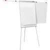 Flipchart mit verstellbarer Blockhalterung und seitlicher Bildhalterung.