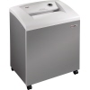 Aktenvernichter mit Holzunterschrank, Kunststoffhaube und Bedienfeld zur komfortablen Nutzung.