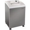 Aktenvernichter mit grauem Gehäuse, Komfort-Bedienfeld und Lenkrollen zur einfachen Mobilität.
