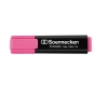 Rosa Textmarker mit schwarzem Gehäuse und abnehmbarer Kappe.