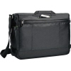 Schwarze Aktentasche mit vorderem Fach, ideal für Dokumente und Mobilgeräte.
