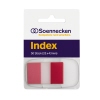 Rote Haftstreifen im Spender zur Markierung von Unterlagen, 50 Stück à 25 x 43 mm.