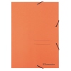 Oranger Eckspanner im DIN A4 Format mit drei Bindebändern und linierter Vorderseite.