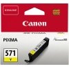 Gelbe Canon Tintenpatrone CLI-571Y in einer Verpackung mit Produktinformationen.