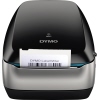 Schwarzer/silberner DYMO LabelWriter Wireless Etikettendrucker mit ausgegebenem Etikett.