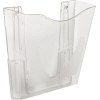Transparenter Prospekthalter für DIN A4 Unterlagen mit einem Fach und Wandhalterung.