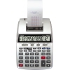 Tischrechner mit zweifarbigem Druck, großem Display und Metallic-Finish, Papierausgabe sichtbar.
